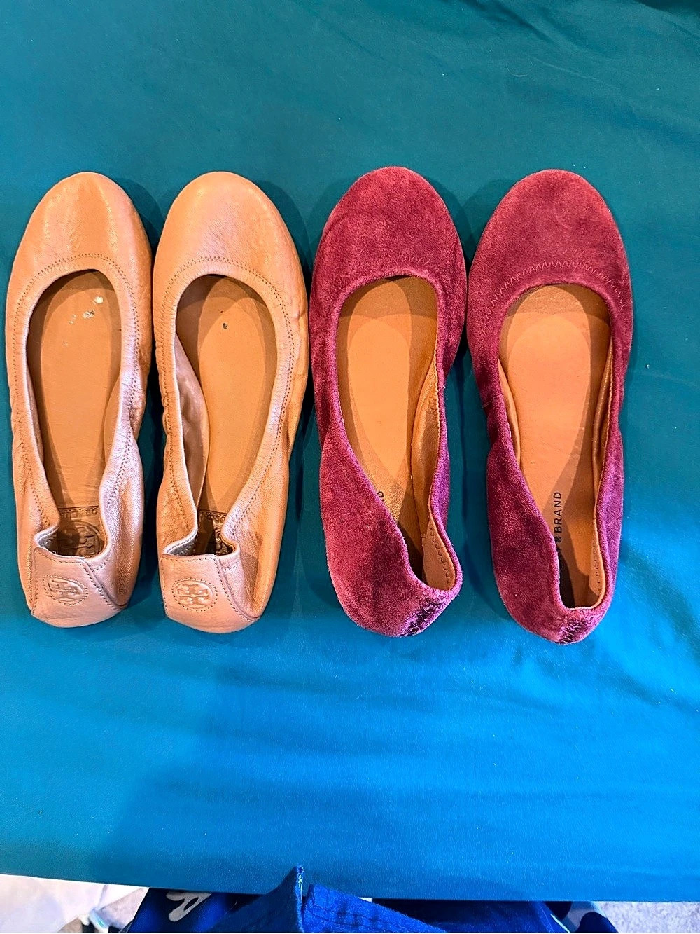Tory Burch Flats (cracked on bottom) and Lucky brand Pink & Tan